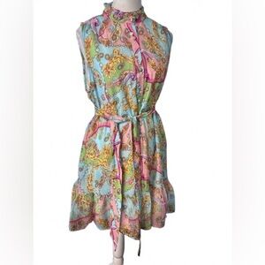 Boho Paisley Multi Colored Floral We’re All The Pretty Girls Dress Large Vintage